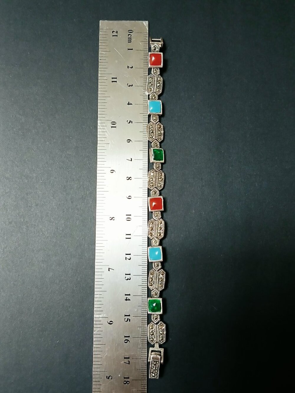 S925 silver multi-colored gemstone bracelet